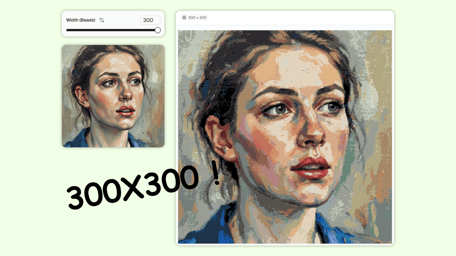 Patrón de arte mural de Hama beads a gran escala con cuadrícula de 300x300 para ensamblaje en múltiples placas